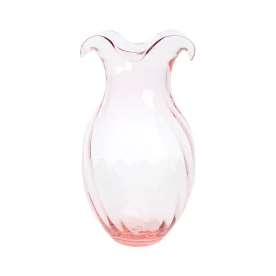 Hibiscus Glass Vertical Fluted Small Vase - Pink