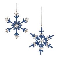 Snowflake Ornament (2 Asst) 6"H Iron/Glass Beads