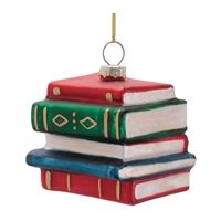 Stack of Books Ornament 2.5"H Glass
