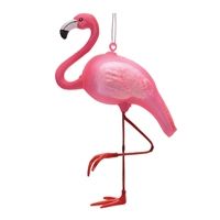 Flamingo Ornament 5"H Glass