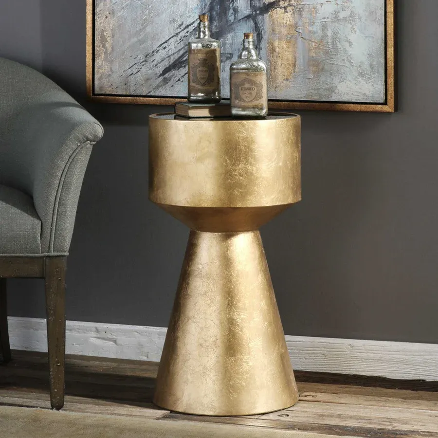 Viera Black Glass Top Accent Table
