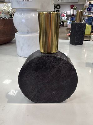 Gray Marble Candle Holder- Round