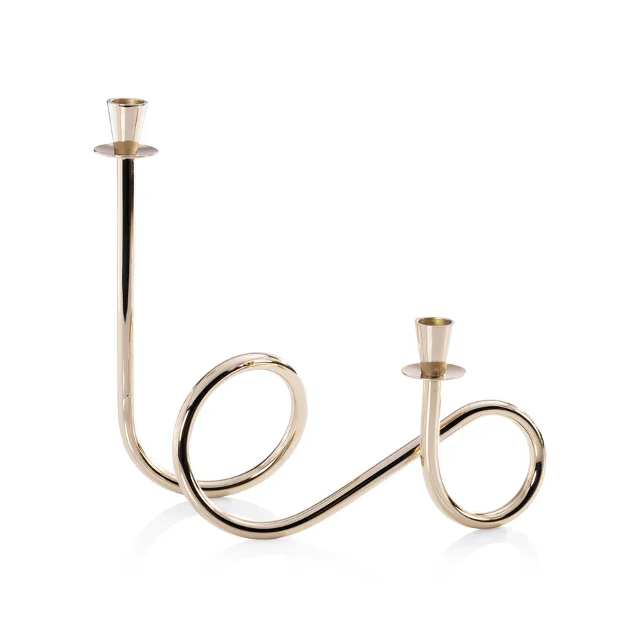 Breda Two Tier Brass Candle Holder Gold