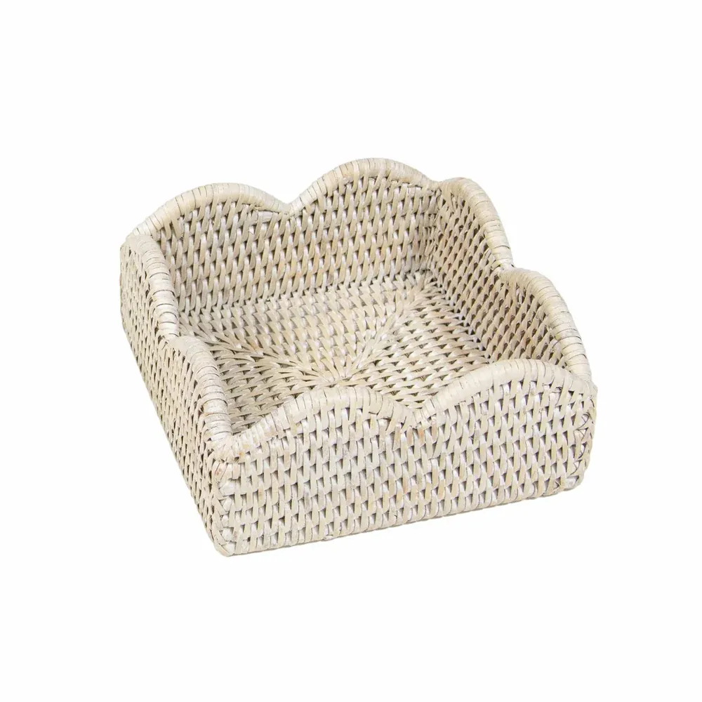 RATTAN SCALLOP COCKTAIL NAPKIN HOLDER