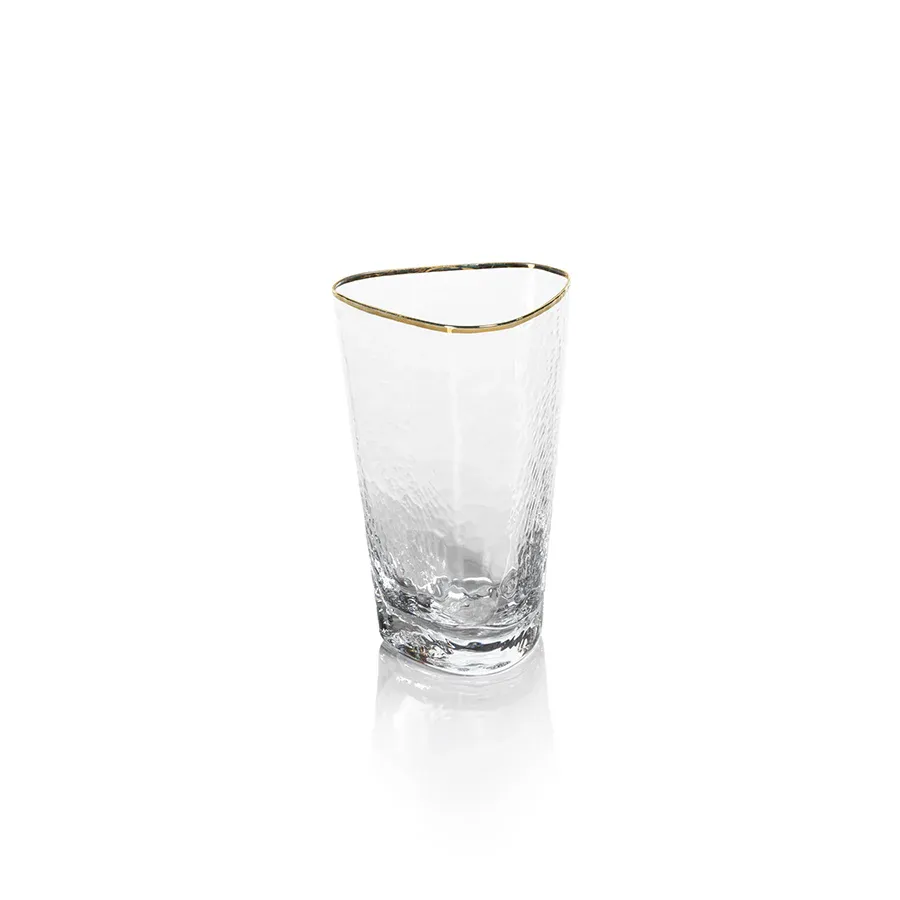APERITIVO TRIANGULAR HIGHBALL GLASS - CLEAR WITH GOLD RIM