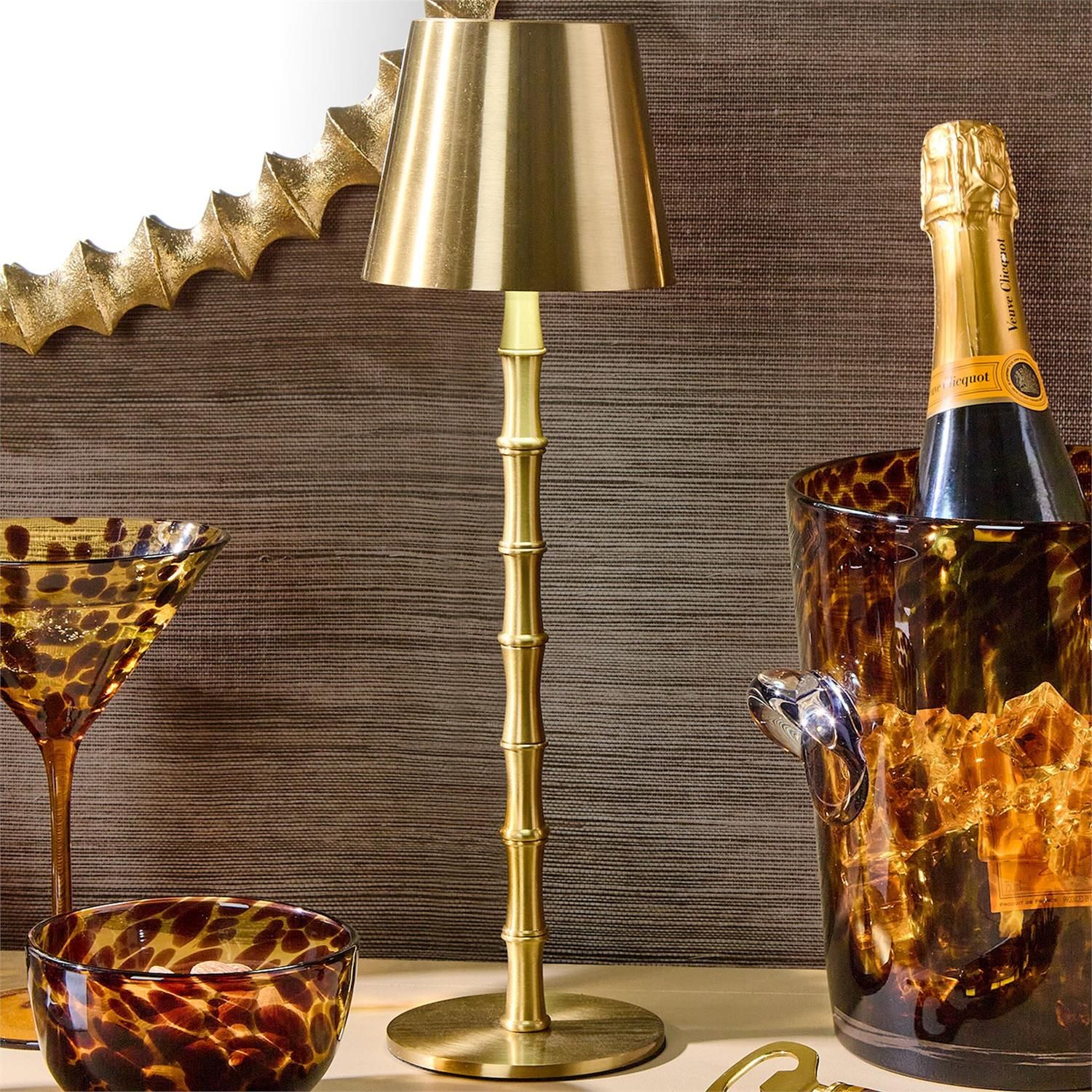LED Portable Cordless Gold Bamboo Lamp in Gift Box