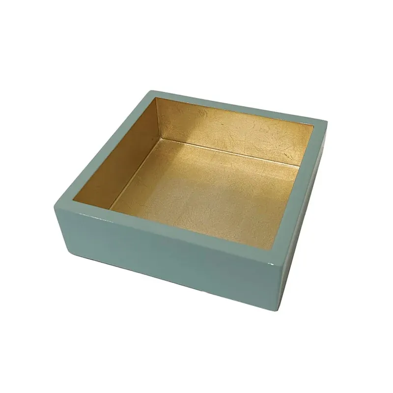 CELADON/GOLD LACQUER COCKTAIL NAPKIN HOLDER