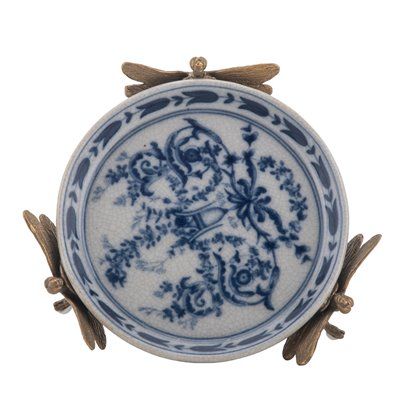 Porcelain Dish with Bronze Butterfly - Azure Casey