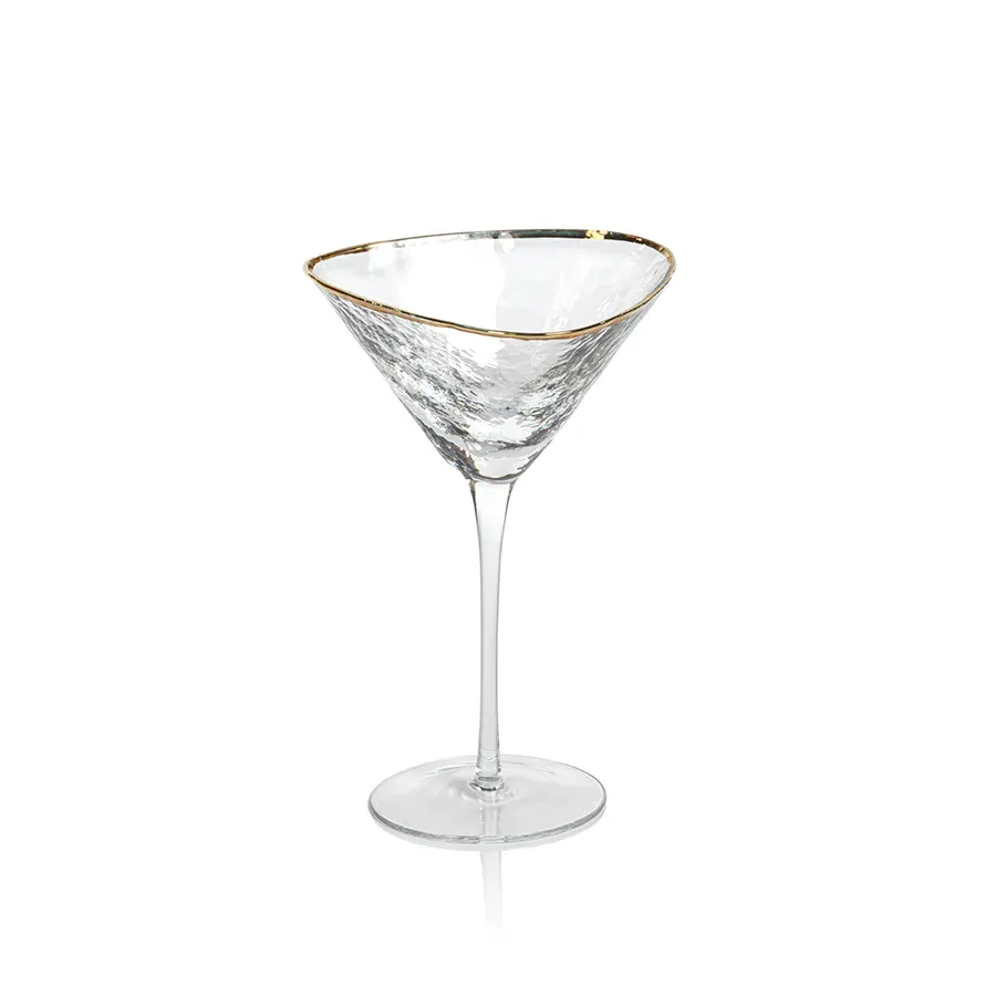 APERITIVO TRIANGULAR MARTINI GLASS - CLEAR WITH GOLD RIM