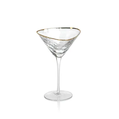 APERITIVO TRIANGULAR MARTINI GLASS - CLEAR WITH GOLD RIM