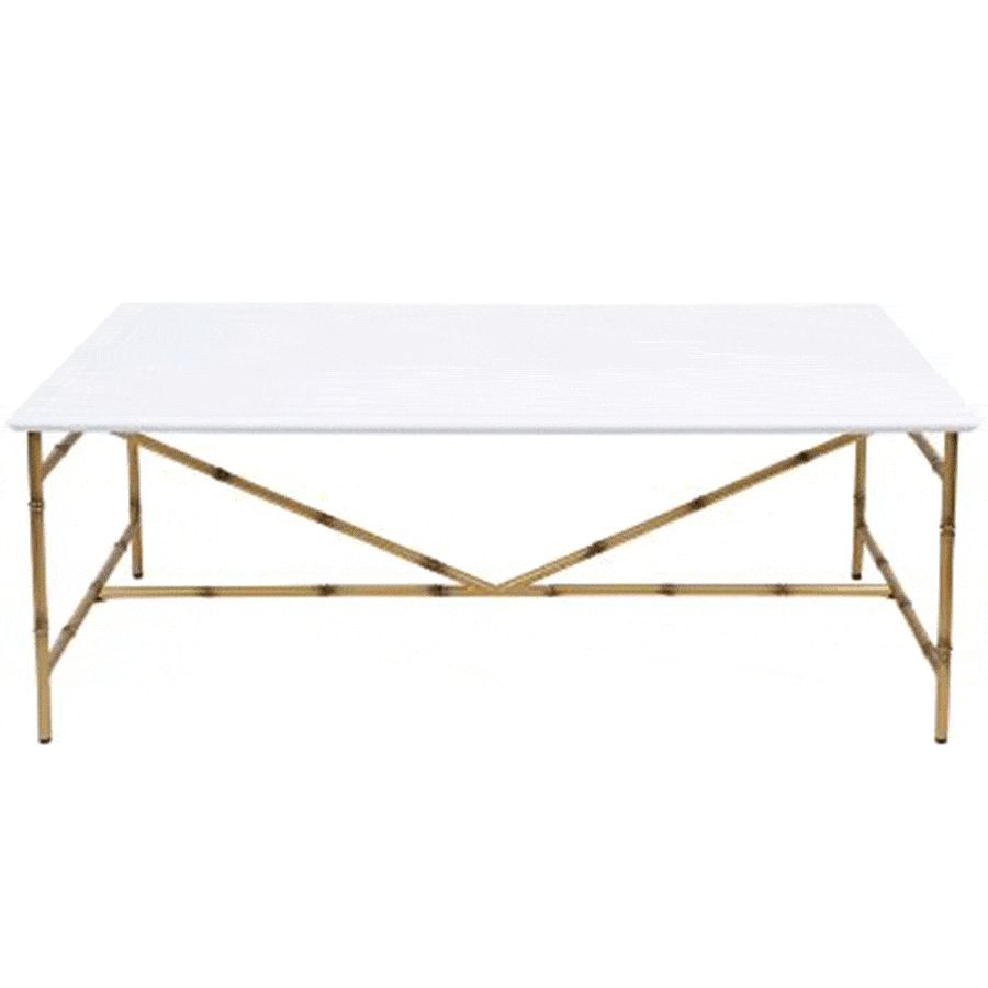 White Coffee Table with Gold Legs
