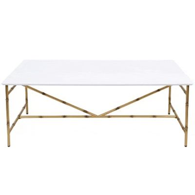 White Coffee Table with Gold Legs