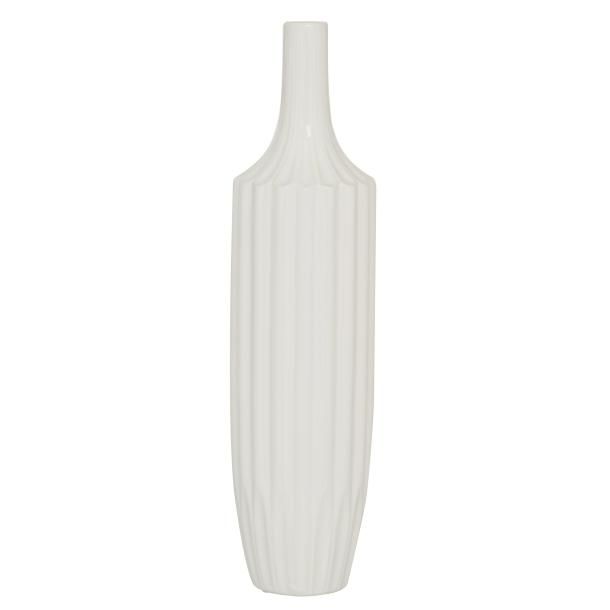 CERAMIC WHITE VASE 5"W, 19"H