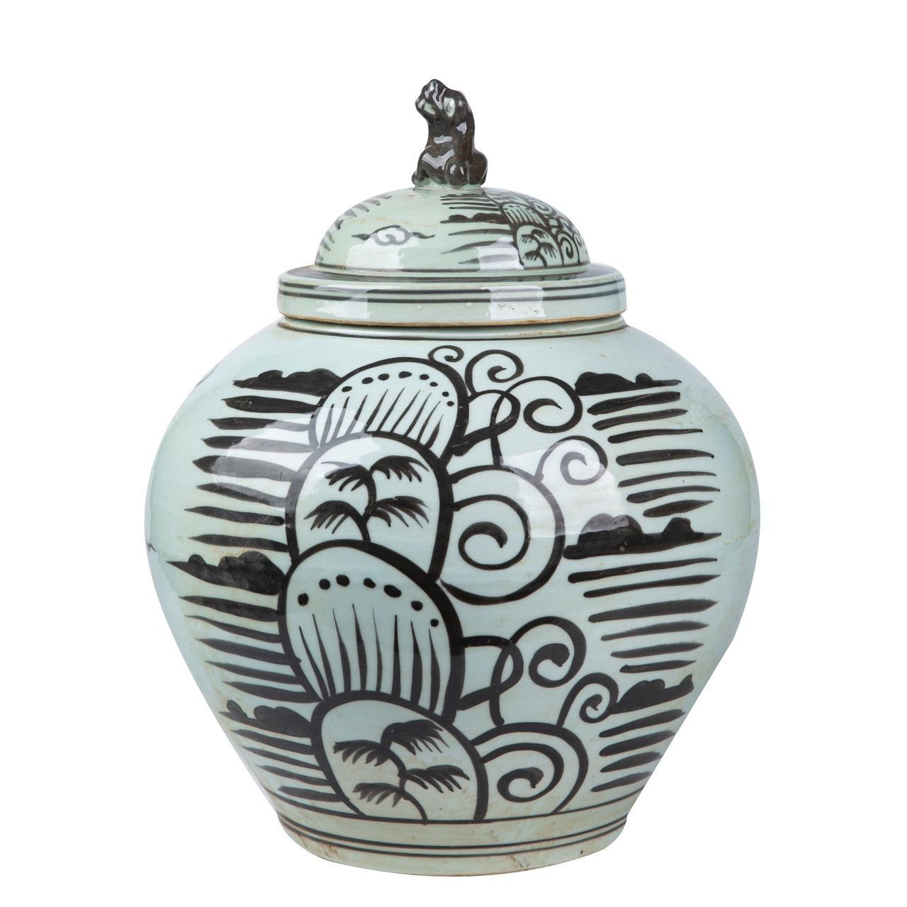 Lamp of Black Breeze Lion Head Lidded Jar