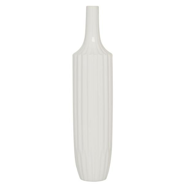 CERAMIC WHITE VASE 5"W, 23"H
