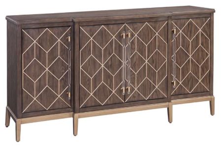 PERRINE BROWN OAK FOUR DOOR CABINET