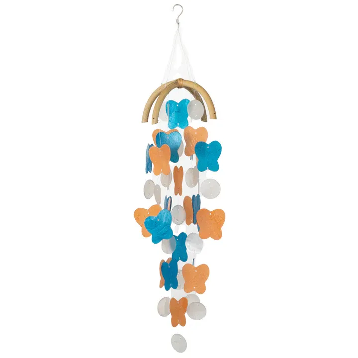 BUTTERFLY CAPIZ CHIME SKY BLUE/MARIGOLD
