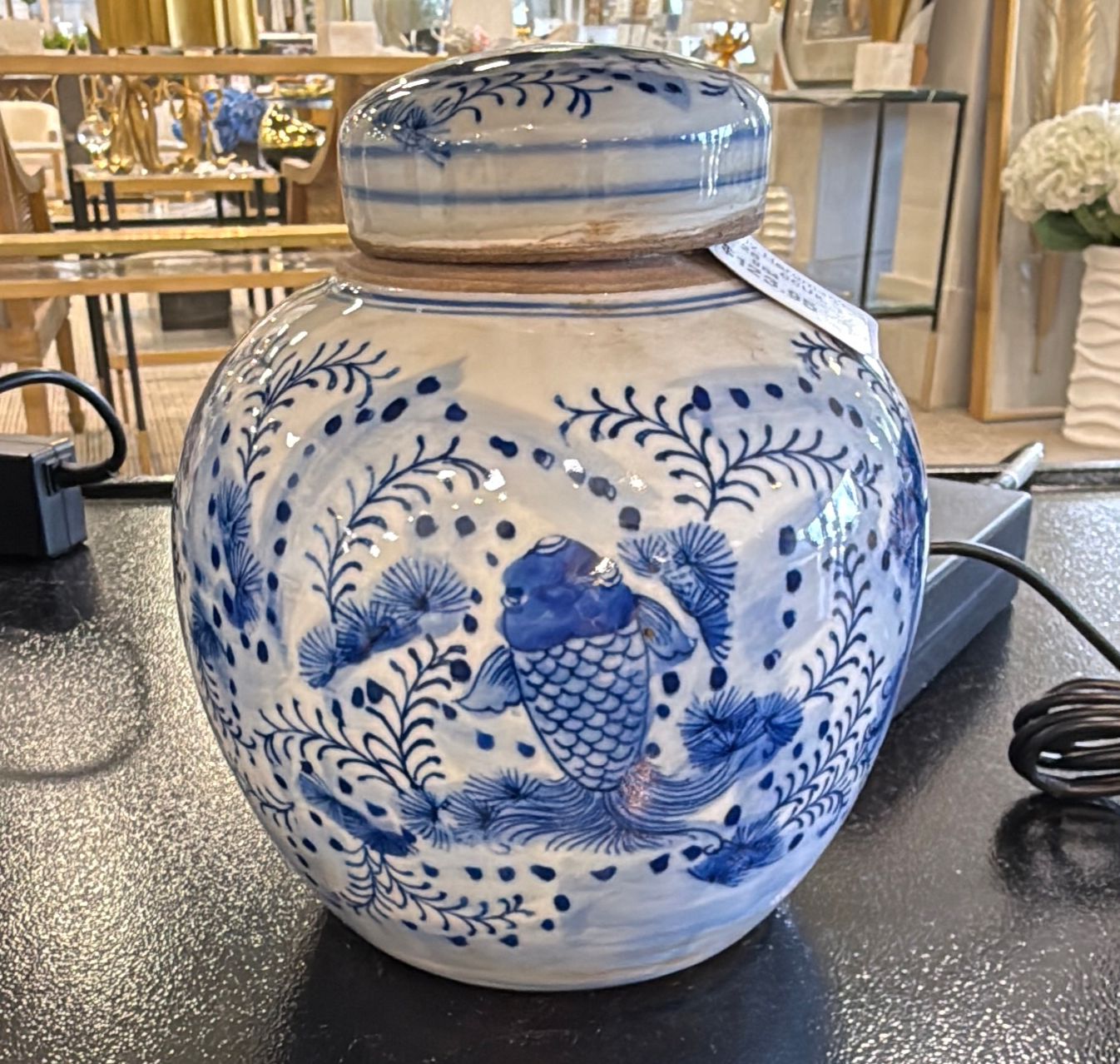 Blue and White Porcelain Mini Jar Waterweed Motif