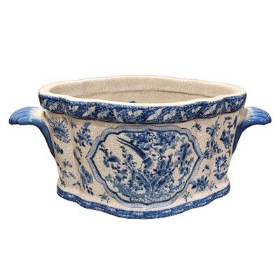 Blue and White Birds and Floral Footbath