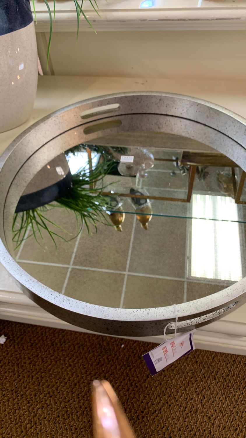 Silver Large Tray with Mirror