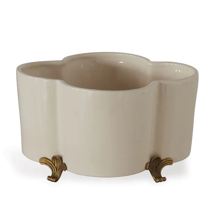 Cream Quatrefoil Planter