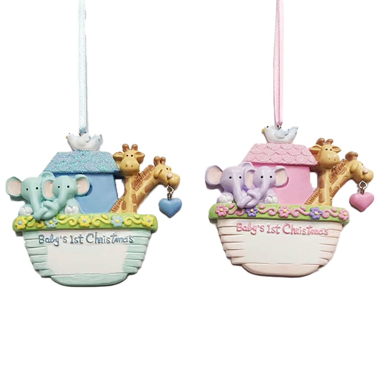 3.5" BABY'S 1ST ARK BOY+GIRL ORNAMENT