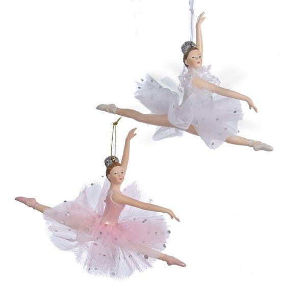 5" PINK/WHITE BALLERINA ORNS 2/SET