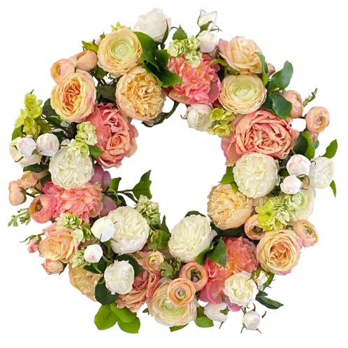 Rose Ranunculus Wreath - 24" - Multicolored