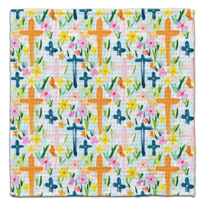 CROSSES AND FLOWERS ECO FRIENDLY WASHCLOTH