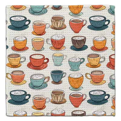 COFFEE CUPS ON SAUCERS ECO FRIENDLY WASHCLOTH