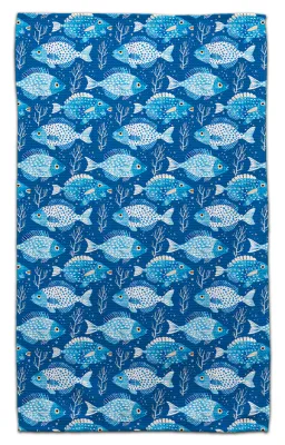 BLUE AND WHITE FISH ECO FRIENDLY TOWEL
