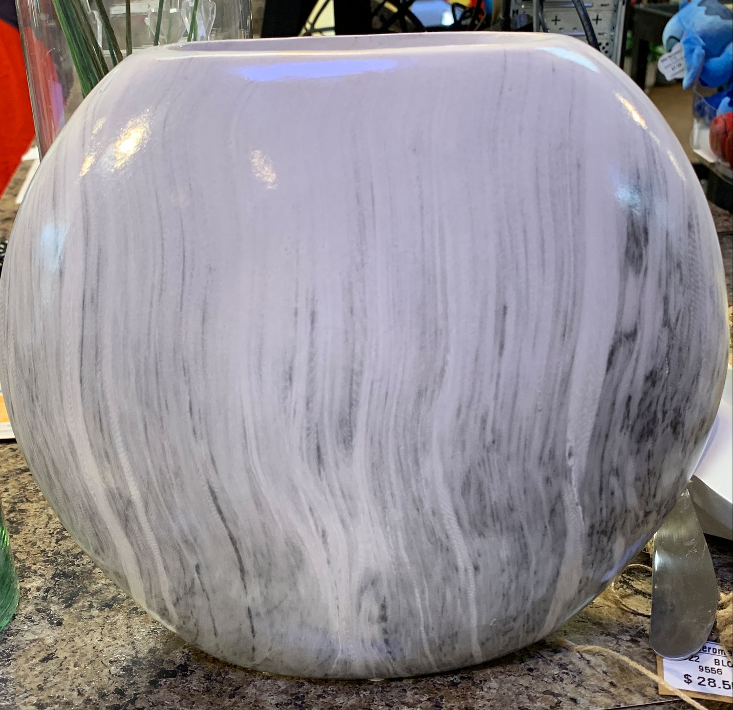 Grey and white ceramic decorative vase