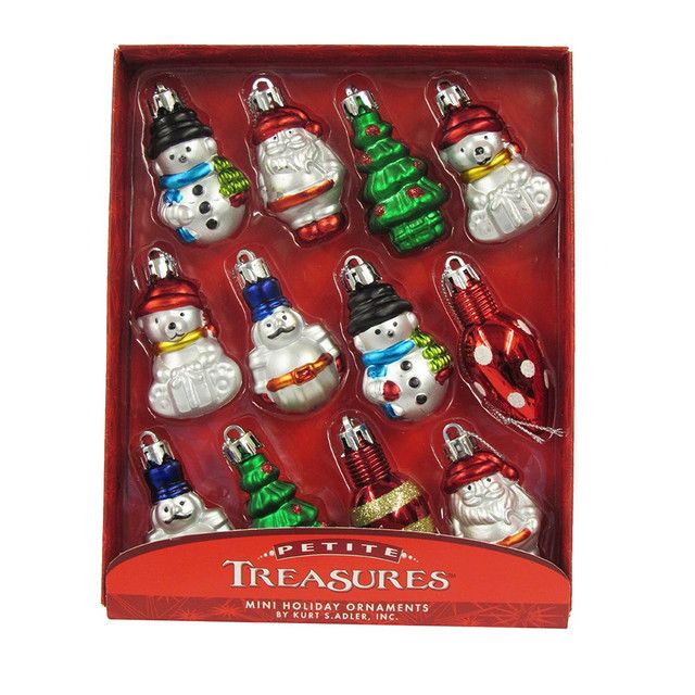 2" PLASTIC MINI ORNAMENTS 12 PC