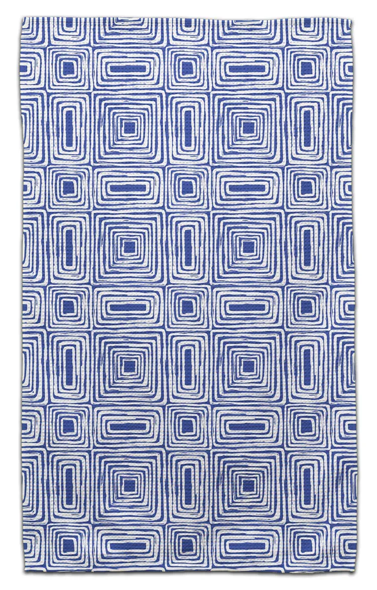 BLUE BOHO RECTANGLES ECO FRIENDLY TOWEL