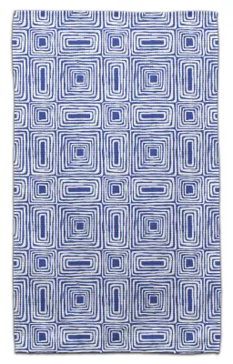 BLUE BOHO RECTANGLES ECO FRIENDLY TOWEL