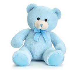 BLUE BEAR WITH BLUE BOW 12"
