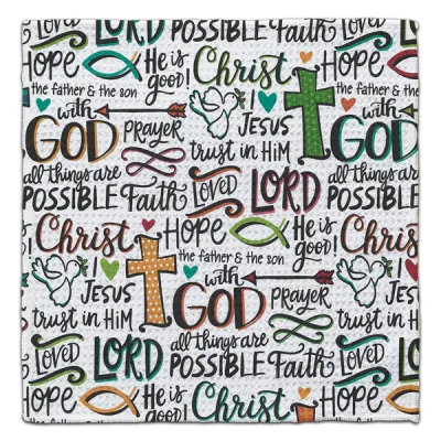 CHRISTIAN WORDS AND CROSSES ECO-FRIENDLY WASHCLOTH