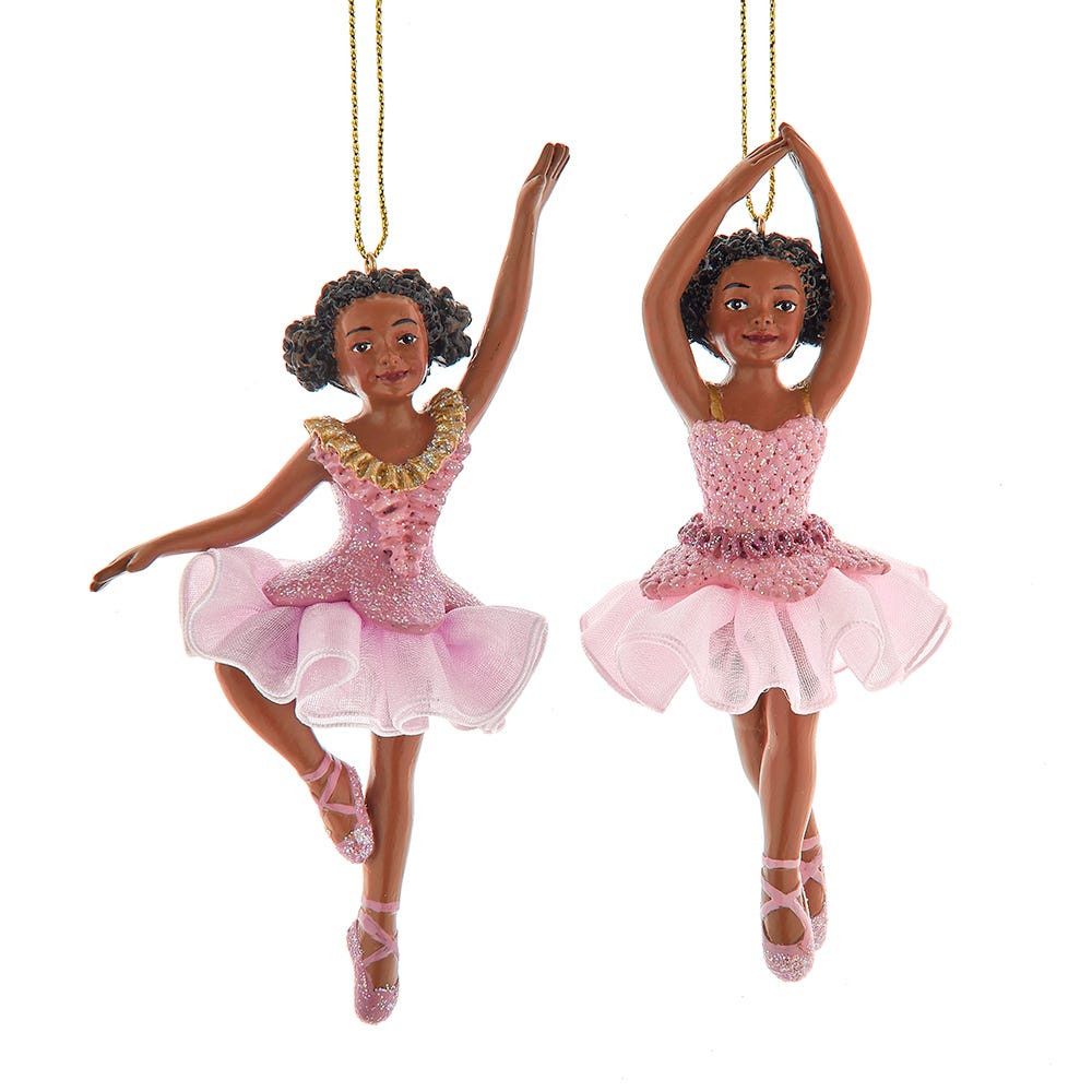 5.25" RESIN BLACK PINK BALLET ORNAMENTS