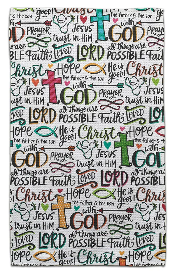CHRISTIAN WORDS AND CROSSES ECO FRIENDLY TOWEL