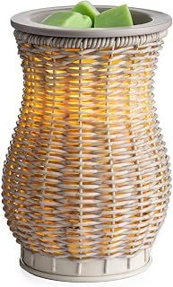 CANDLE WARMERS GRAYWASH WICKER ILLUMINATION WAX WARMER