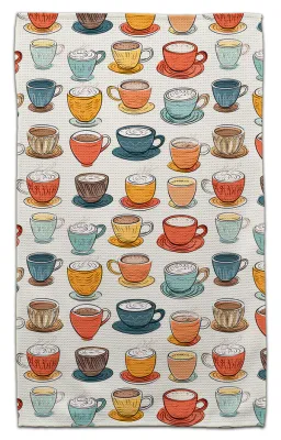 COFFEE CUPS ON SAUCERS ECO FRIENDLY TOWEL