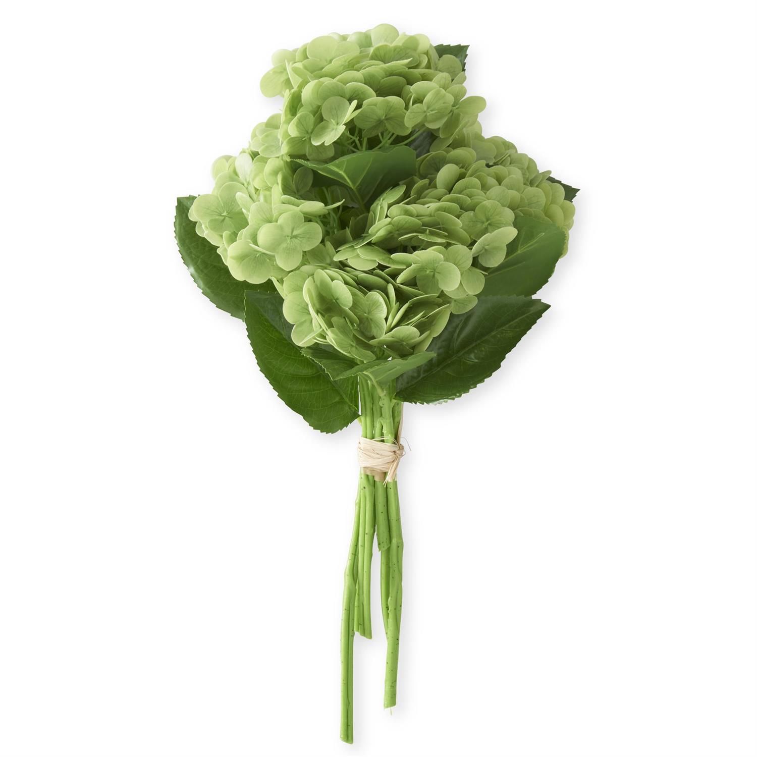 13 Inch Green Real Touch Hydrangea Bundle (6 Stems)