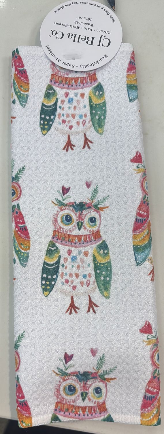 COLORFUL OWL ECO-FRIENDLY WASHCLOTH