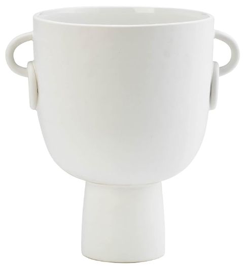 10"H VASE WITH HANDLES, WHITE