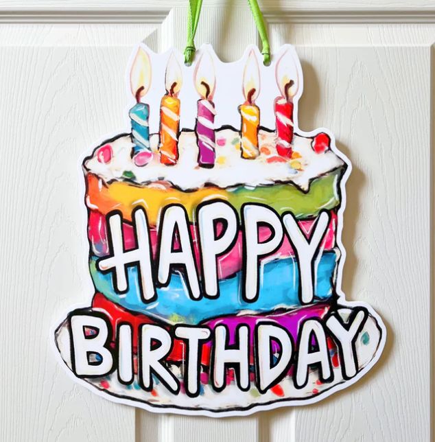 HAPPY BIRTHDAY CAKE DOOR HANGER