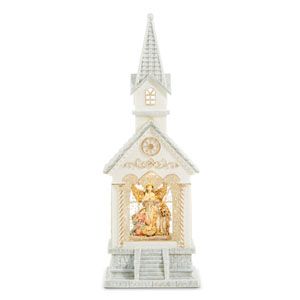 11" Holy Family Lighted Water Church