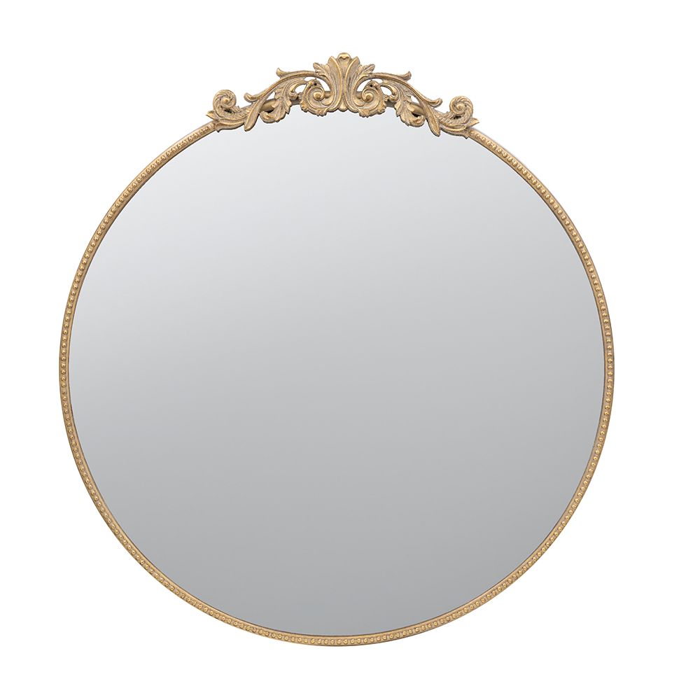 Large Round Mirror with Adornments, Gold