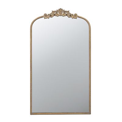 Large Arched Vertical Mirror with Adornments, Gold