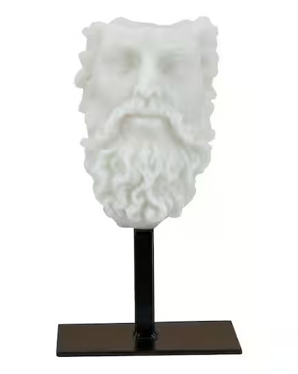 MARBLE GREEK HEAD SCULPTURE ON BLACK STAND