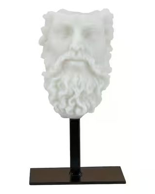 MARBLE GREEK HEAD SCULPTURE ON BLACK STAND